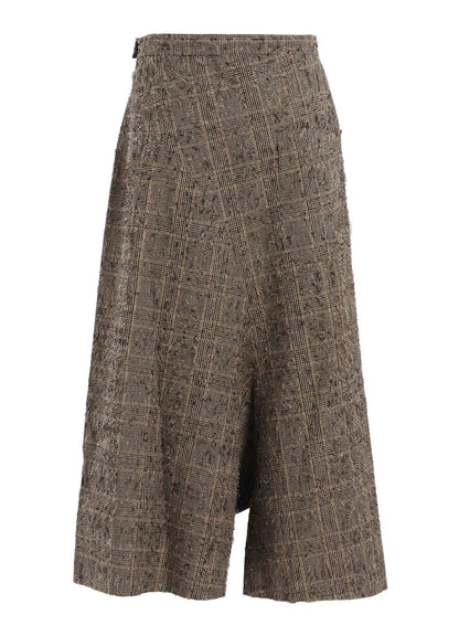 NEEDLE-PUNCHED ASYMMETRIC FLARE PANTS