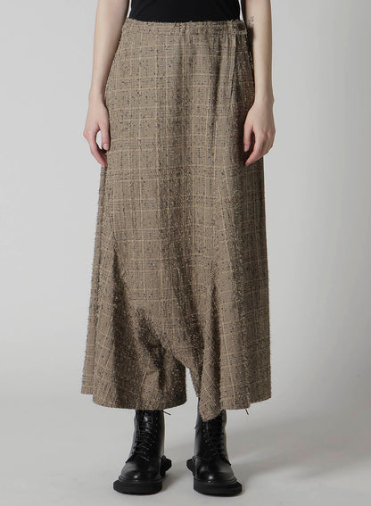 NEEDLE-PUNCHED ASYMMETRIC FLARE PANTS