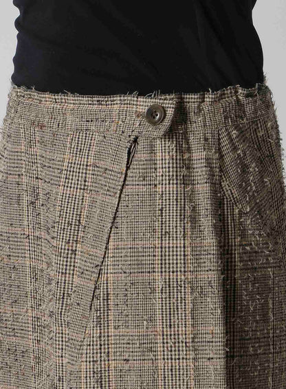 NEEDLE-PUNCHED ASYMMETRIC FLARE PANTS