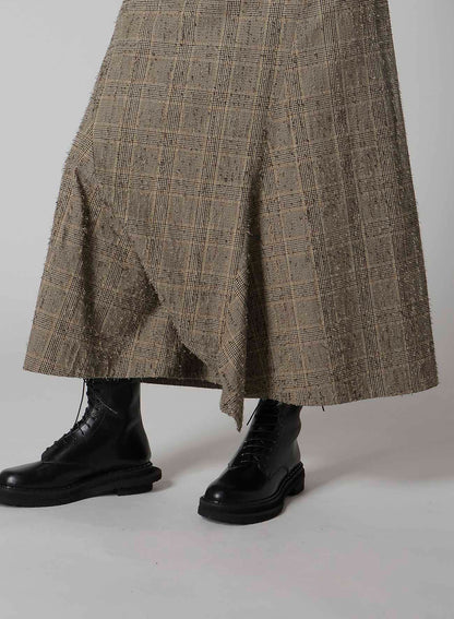 NEEDLE-PUNCHED ASYMMETRIC FLARE PANTS