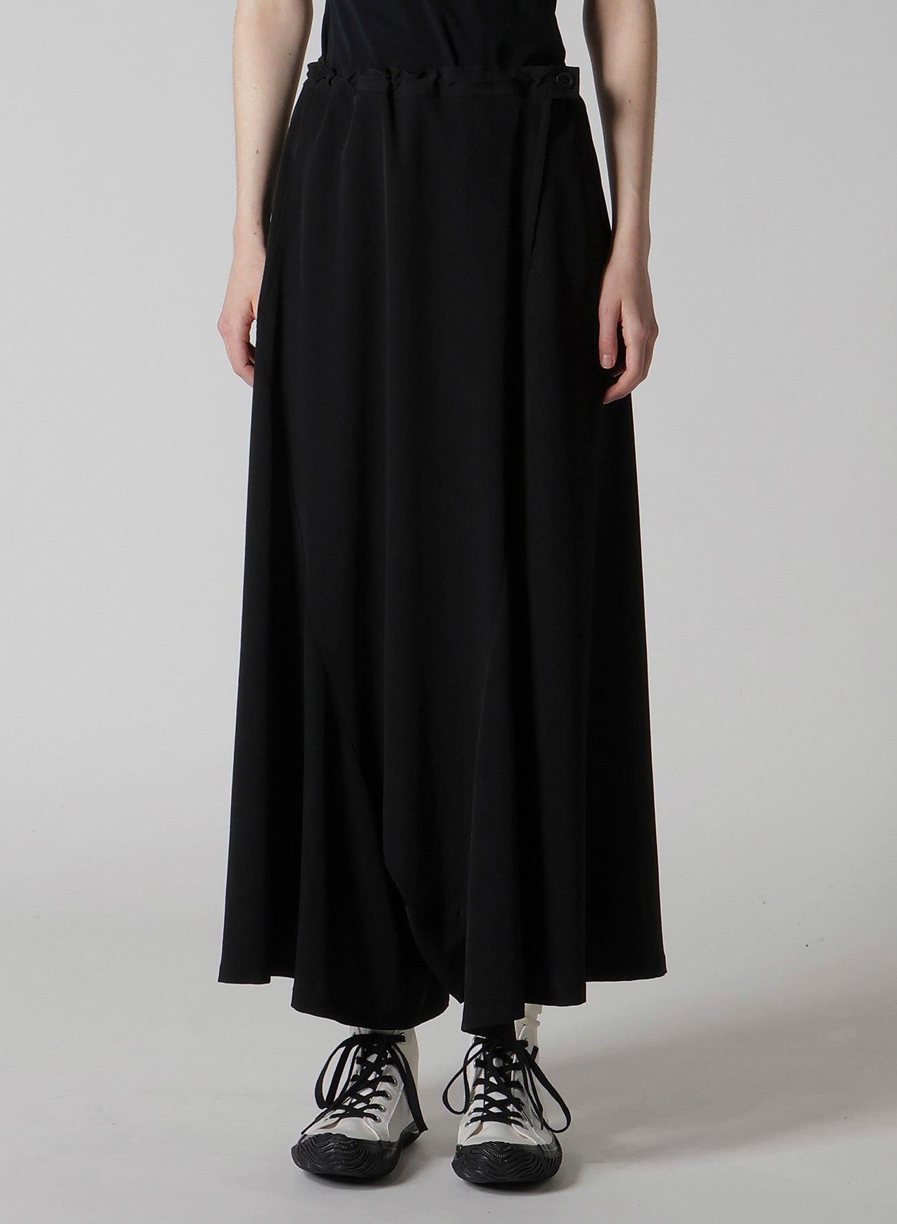 TA/PE CREPE DE CHINE ASYMMETRIC FLARE PANTS