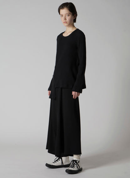 TA/PE CREPE DE CHINE ASYMMETRIC FLARE PANTS