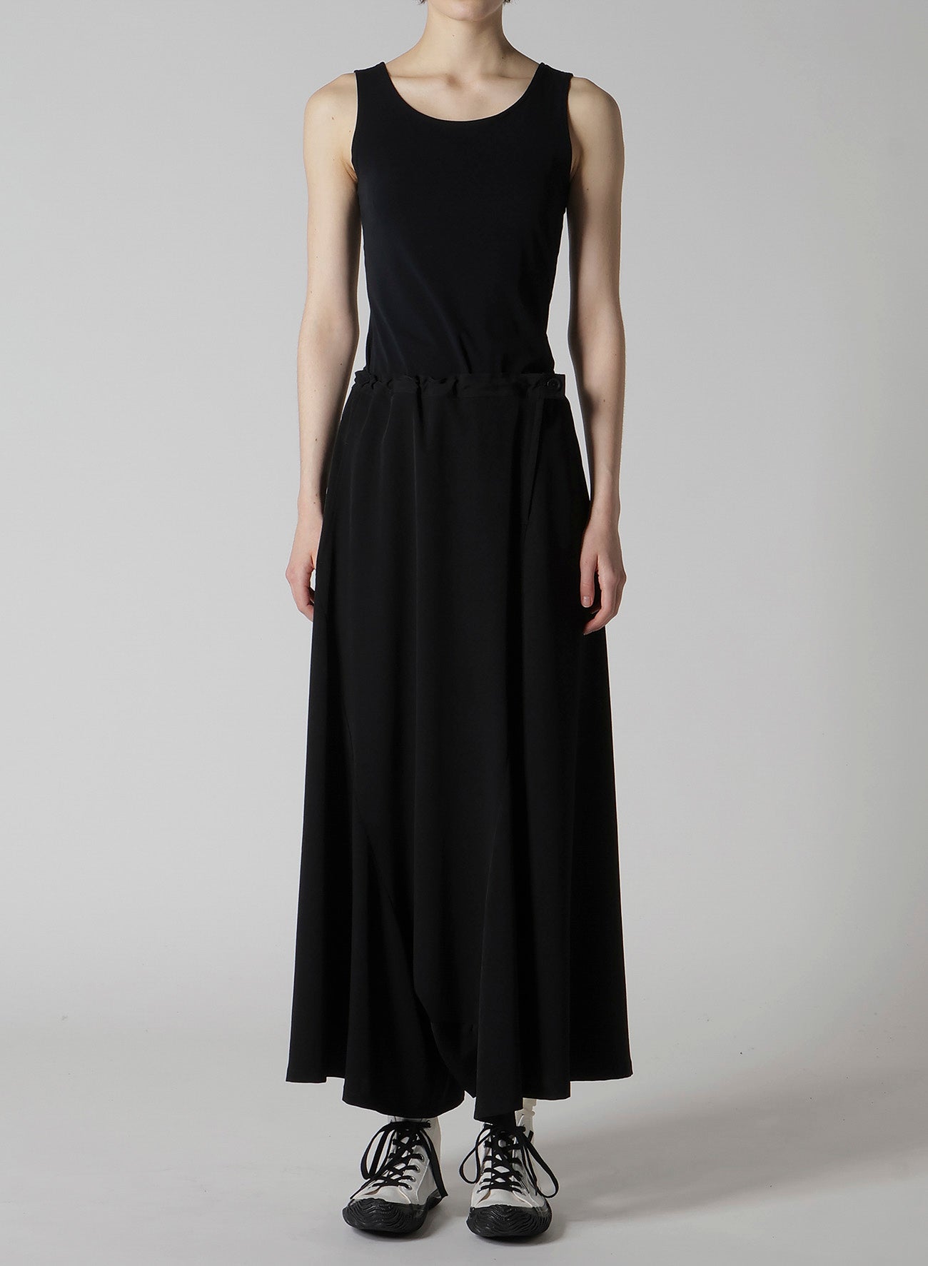 TA/PE CREPE DE CHINE ASYMMETRIC FLARE PANTS
