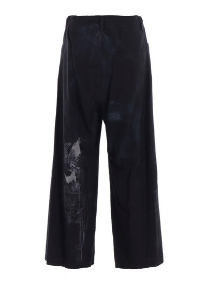 BIRD PRINT DENIM LONG STRAIGHT PANTS