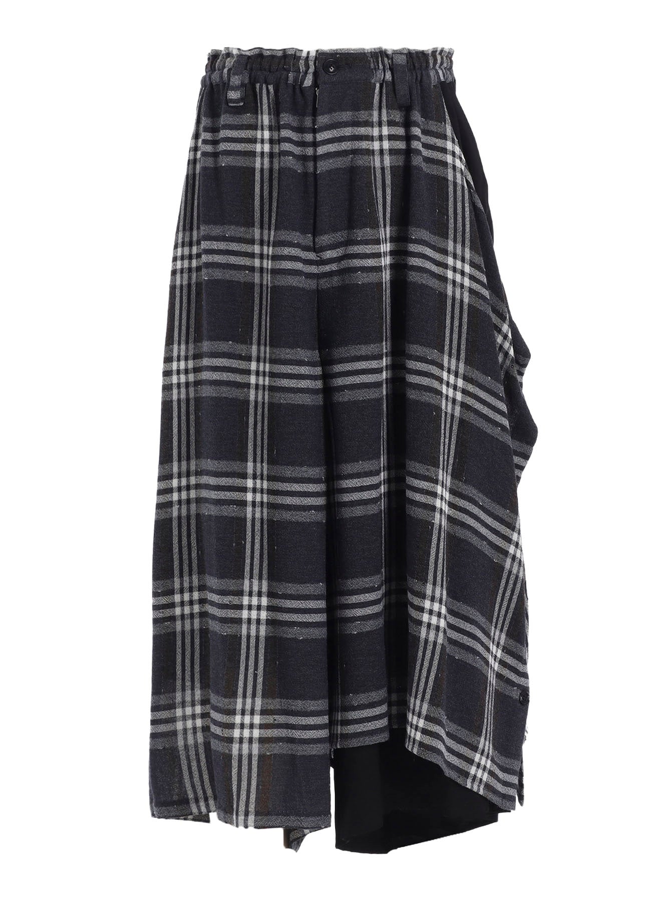 GAUZE PLAID LEFT DOUBLE BUTTON OPEN PANTS