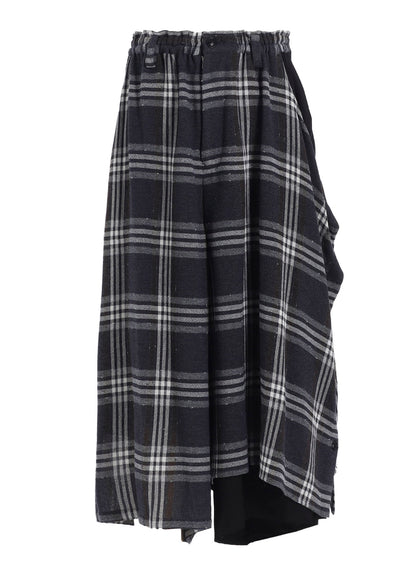 GAUZE PLAID LEFT DOUBLE BUTTON OPEN PANTS