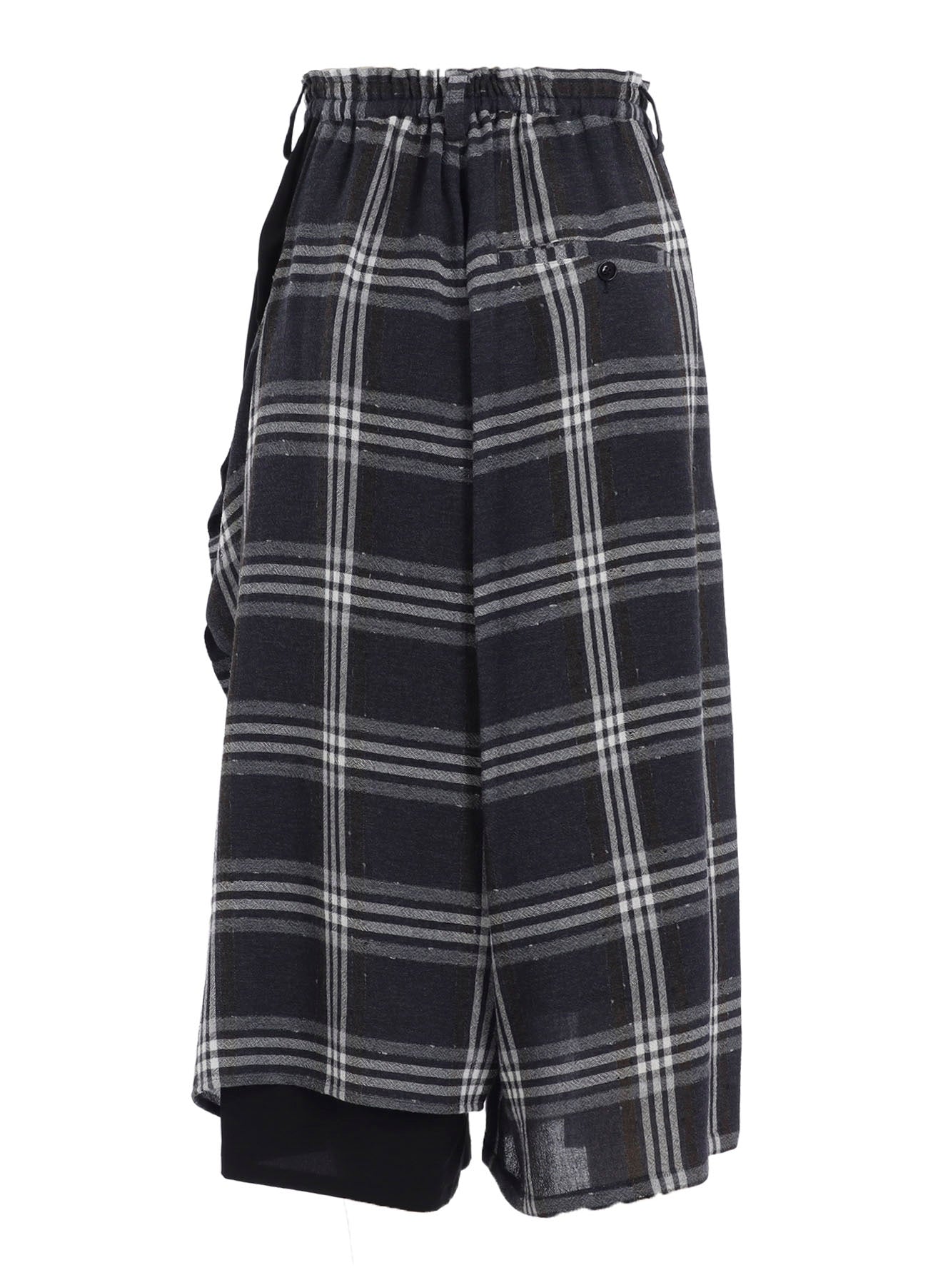 GAUZE PLAID LEFT DOUBLE BUTTON OPEN PANTS