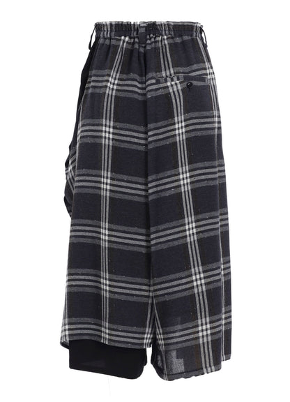 GAUZE PLAID LEFT DOUBLE BUTTON OPEN PANTS