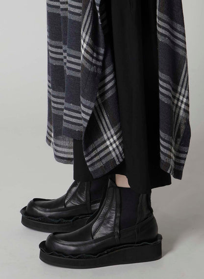 GAUZE PLAID LEFT DOUBLE BUTTON OPEN PANTS