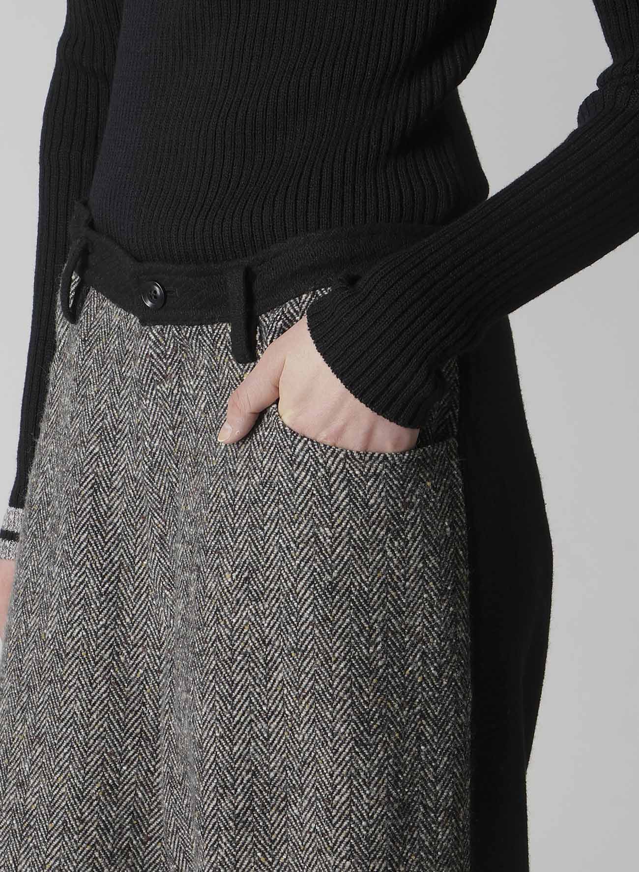 BIG HERRINGBONE WIDE PANTS