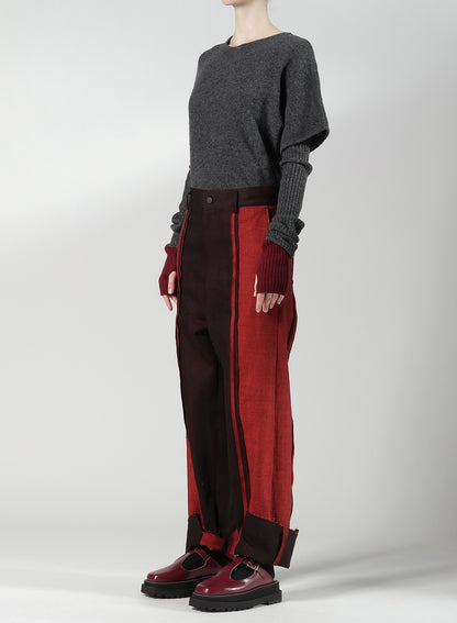 RED BACK SIDE DENIM PANEL PANTS