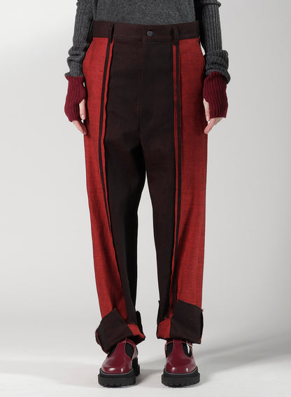 RED BACK SIDE DENIM PANEL PANTS