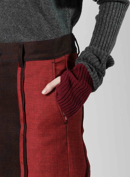 RED BACK SIDE DENIM PANEL PANTS