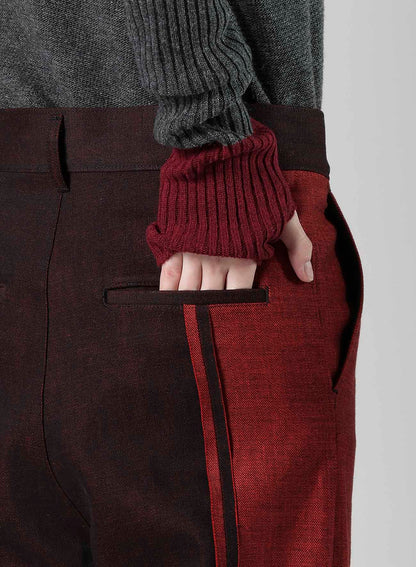 RED BACK SIDE DENIM PANEL PANTS