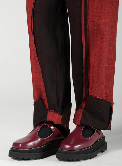 RED BACK SIDE DENIM PANEL PANTS