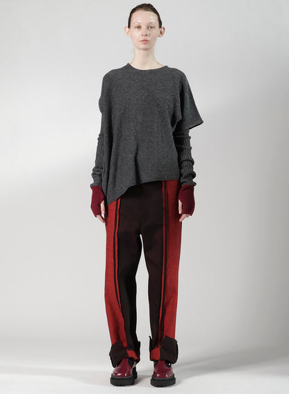 RED BACK SIDE DENIM PANEL PANTS