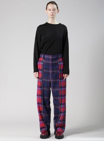 PLAID PANEL PANTS A