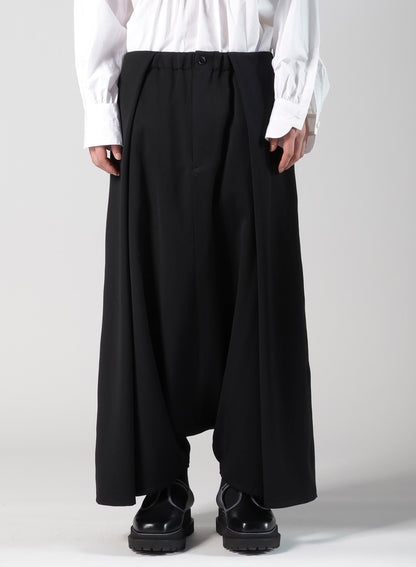 WOOL GABARDINE SAROUEL TUCKED PANTS
