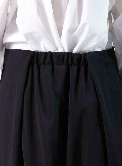 WOOL GABARDINE SAROUEL TUCKED PANTS