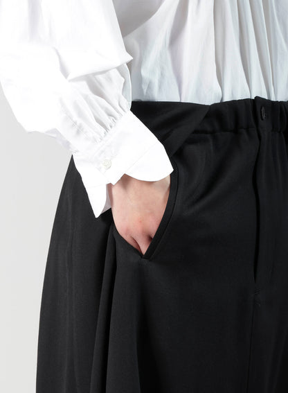 WOOL GABARDINE SAROUEL TUCKED PANTS