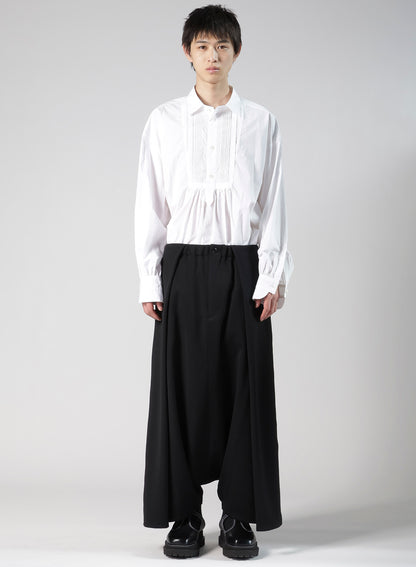 WOOL GABARDINE SAROUEL TUCKED PANTS
