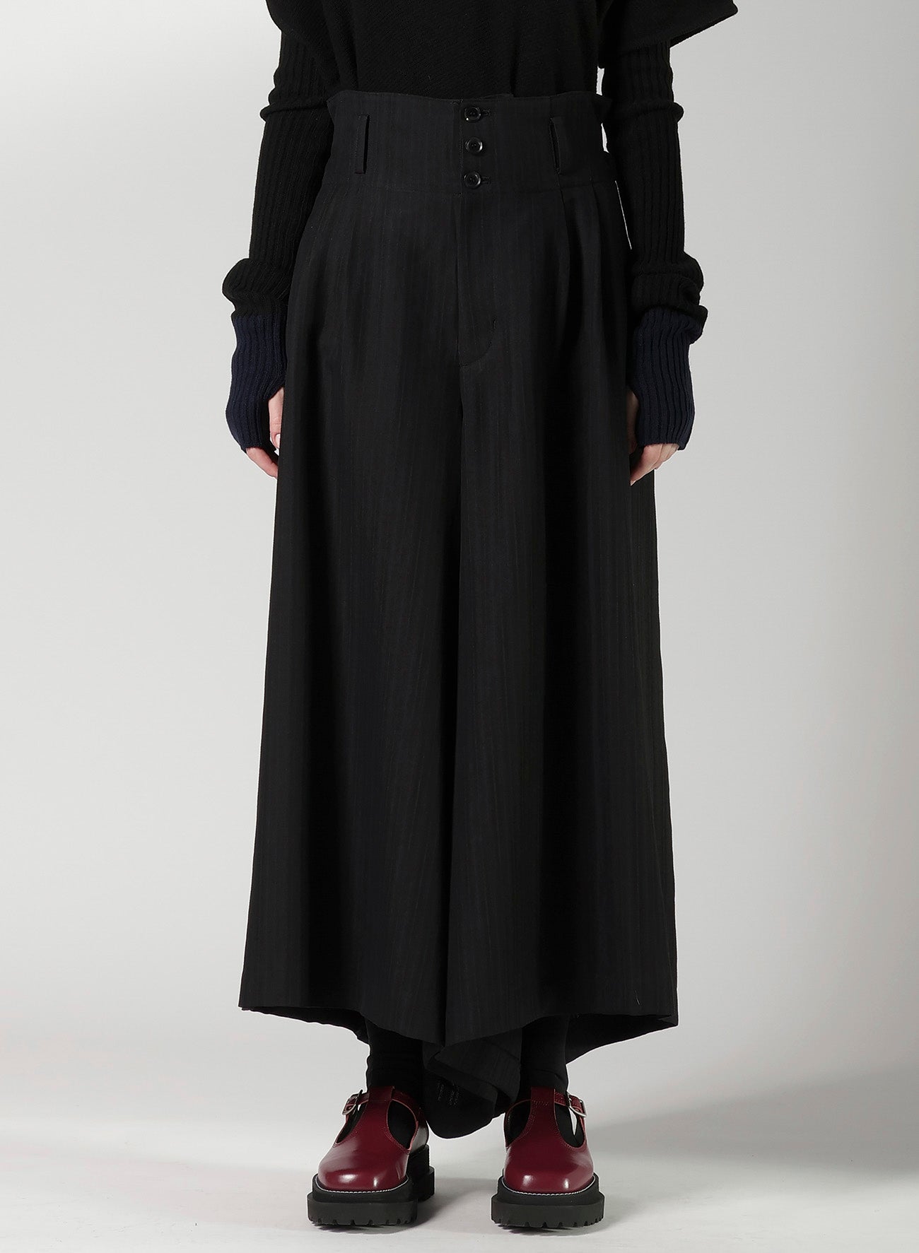 VISCOSE TWEED STRIPE WIDE PANTS