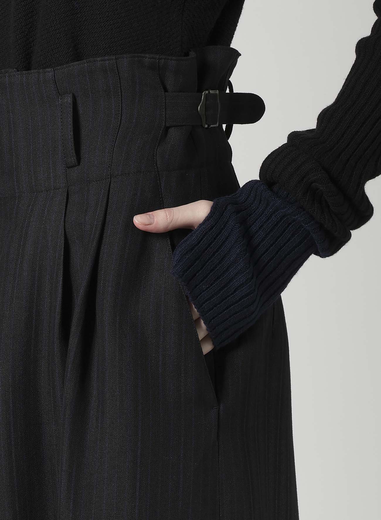VISCOSE TWEED STRIPE WIDE PANTS