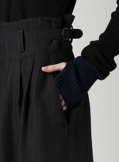 VISCOSE TWEED STRIPE WIDE PANTS