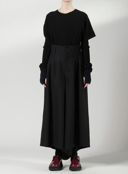 VISCOSE TWEED STRIPE WIDE PANTS