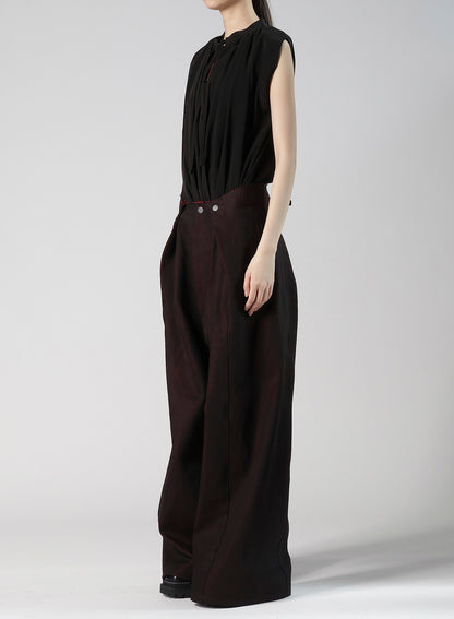 RED BACK SIDE DENIM SIDE TUCKED PANTS