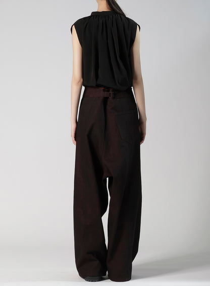 RED BACK SIDE DENIM SIDE TUCKED PANTS
