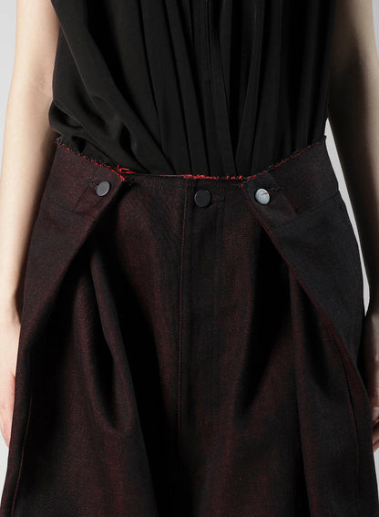 RED BACK SIDE DENIM SIDE TUCKED PANTS