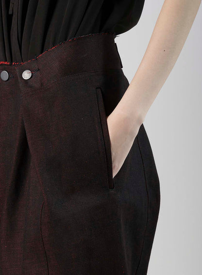 RED BACK SIDE DENIM SIDE TUCKED PANTS