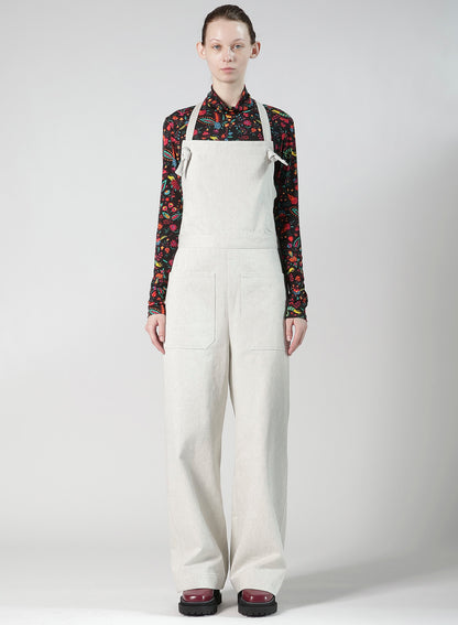 UNEVEN YARN DENIM APRON PANTS