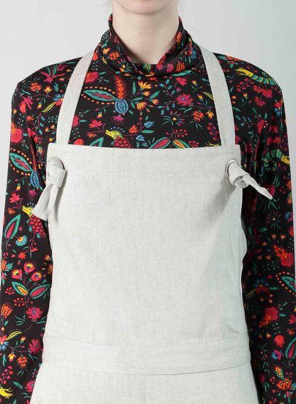 UNEVEN YARN DENIM APRON PANTS