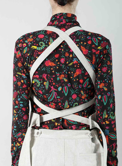 UNEVEN YARN DENIM APRON PANTS