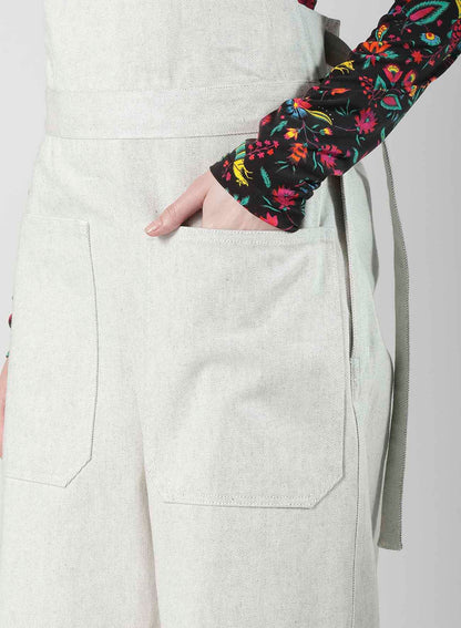 UNEVEN YARN DENIM APRON PANTS