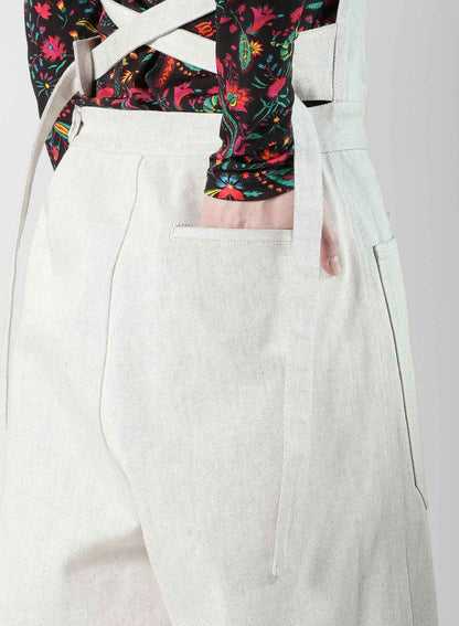 UNEVEN YARN DENIM APRON PANTS