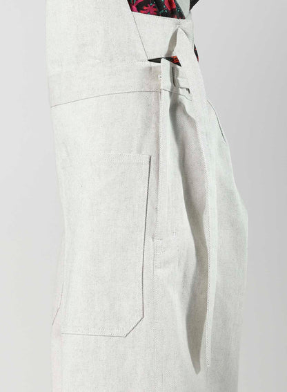 UNEVEN YARN DENIM APRON PANTS