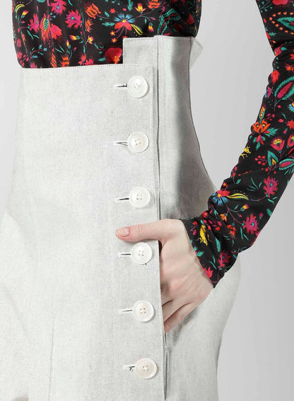 UNEVEN YARN DENIM SIDE OPEN PANTS