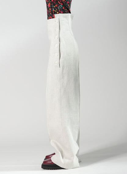 UNEVEN YARN DENIM SIDE OPEN PANTS