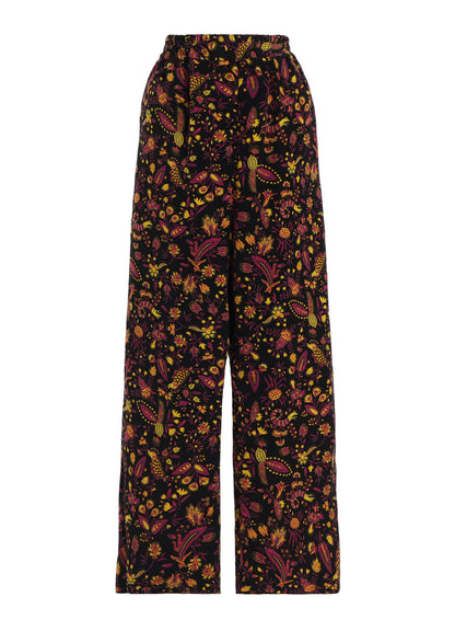 FLOWER PRINT ELASTIC WAIST PANTS