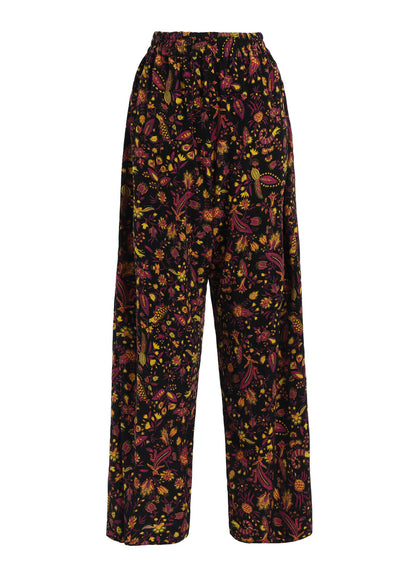 FLOWER PRINT ELASTIC WAIST PANTS
