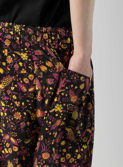 FLOWER PRINT ELASTIC WAIST PANTS