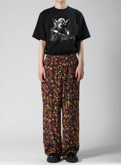 FLOWER PRINT ELASTIC WAIST PANTS