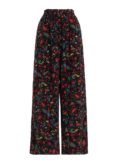 FLOWER PRINT ELASTIC WAIST PANTS