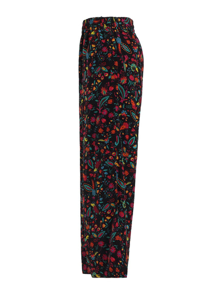 FLOWER PRINT ELASTIC WAIST PANTS