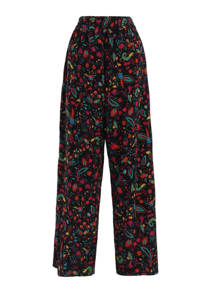 FLOWER PRINT ELASTIC WAIST PANTS