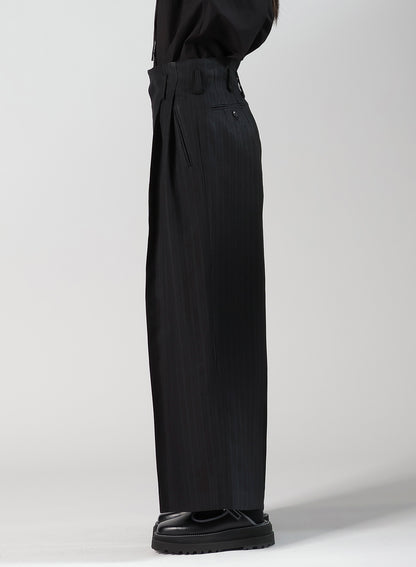 VISCOSE TWEED STRIPE DOUBLE TUCKED PANTS