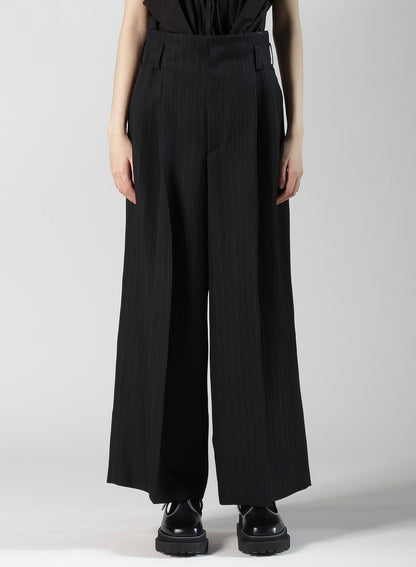 VISCOSE TWEED STRIPE DOUBLE TUCKED PANTS